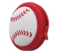 BRIGHTFUFU Silicone Sports Coin Purse with Zipper Mini Baseball Storage Pouch for Earphones Lipstick Cable Compact Portable Cute Change Bag for Travel and Fitness