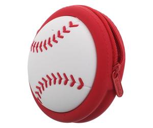 BRIGHTFUFU Silicone Sports Coin Purse with Zipper Mini Baseball Storage Pouch for Earphones Lipstick Cable Compact Portable Cute Change Bag for Travel and Fitness