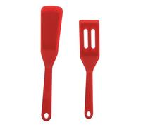 BRIGHTFUFU Silicone Steak and Mini Shovels Set, 2pcs Kitchen Cooking Utensils for Frying Eggs and Steak, Red Silicone Spatulas for Home Frying Pans and Small Pots