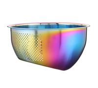 BRIGHTFUFU Stainless Steel Rice Washer Strainer 304 Stainless Steel Colander Sieves Sloped Bottom Large Capacity Multifunctional Design Colorful Iridescent Finish for Kitchen Use