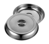 BRIGHTFUFU Stainless Steel Round Steak Cover 24cm, 2pcs Grill Food Domes for Cooking and Serving, Griddle Basting Lid Suitable for BBQ Indoor and Outdoor Use