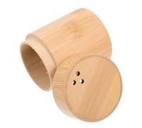 BRIGHTFUFU Toothpick Beautiful Unique with Box Storage Holder Bamboo round Shape Rustic Brown Toothpicks Container Featuring Sturdy Bamboo Material and Simple Appearance for Kitchen Use