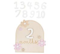 BRIGHTFUFU Wooden Commemorative Plaque Milestone Discs for Newborn Month Growth Cards Home Decor Daisy Design