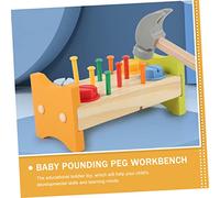 BRIGHTFUFU Wooden Educational Pounding Peg Bench Bright Hammer Workbench Safe Montessori Learning for Development and Fine Motor Skills