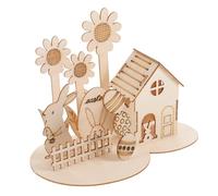 BRIGHTFUFU Wooden Puzzle Rabbit House Model Fun DIY Easter for Engaging Assembly Activity to Enhance Hands Skills for Easter Celebrations and Parent Interaction