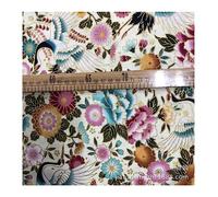 BrightGlow 100 x 150 cm Japanese Style Cotton Fabric Sold by the Metre Colourful Printed Sewing Fabrics with Flower Fan Flying Crane Cloths Cotton Cloth Dress Fabric Quilting Fabrics for Sewing Beige