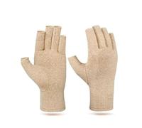 BrightGlow 2 Pairs Arthritis Gloves Rheumatic Compression Gloves Fingerless Gloves Unisex Grip Mittens Cotton Gloves Fingerless Gloves, skin-coloured, S
