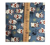 BrightGlow 200 x 150 cm Japanese Style Cotton Fabric Sold by the Metre Colourful Printed Sewing Fabrics with Flower Fan Flying Crane Cloths Cotton Cloth Dress Fabric Quilting Fabrics Blue Cat
