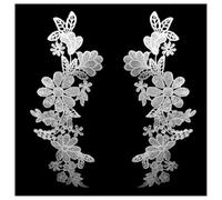 BrightGlow 3D Embroidered Flower Lace Applique Embroidery Lace Flower Patches Fabric Patches Lace Applique Lace Collar Floral Embroidery Patch Apparel Accessories White 2 Pieces