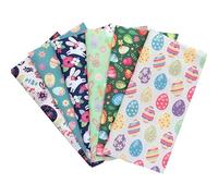 BrightGlow 6 Pieces Easter Fabric Patchwork Fabrics for Sewing Fat Quarters Quilting Fabric Bundle Egg Rabbit Carrot Printed Fabric Easter Day Fabric DIY Easter Theme Quilting Fabric Bundle for Sewing