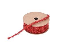 BrightGlow Christmas Tinsel Garland Thin Mini Tinsel Garland Christmas Gift Ribbon Decorative Ribbon Gift Ribbon Shiny Thin Tinsel for Gift Christmas Tree 8 mm Red 5 Yard