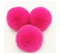 BrightGlow Faux Fur Pompom 8 cm Soft Pompoms for Crafts Large Pom Pom Balls Fur Pompom Faux Fur Pom Poms DIY Pom Balls Rabbit Fur Bobble for Hats Beanies Bag #3 Pink Pack of 10