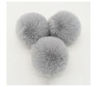 BrightGlow Faux Fur Pompom 8 cm Soft Pompoms for Crafts, Large Pom Pom Balls, Fur Pompom, Faux Fur Pompoms, DIY Pom Pom Balls, Rabbit Fur Bobble for Hats, Beanies, Bag, Light Grey, Pack of 10
