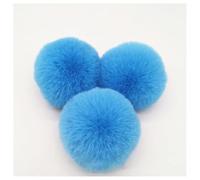 BrightGlow Faux Fur Pompom 8 cm Soft Pompoms for Crafts, Large Pom Pom Balls, Fur Pompom, Faux Fur Pompoms, DIY Pom Pom Balls, Rabbit Fur Bobble for Hats, Beanies, Bag, Blue, Pack of 10