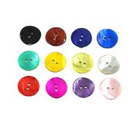 BrightGlow Pack of 30 Natural Shell Buttons Round Shell Buttons Colourful Buttons Made of Shell 2-Hole Blouse Buttons Mother of Pearl Buttons Jacket Buttons Craft Buttons for Sewing DIY Crafts
