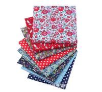 BrightGlow Pack of 8 25 x 20 cm Cotton Fabric Packs, 100% Cotton Quilting Fabric Bundle ZUN Sewing DIY Craft Patchwork Fabrics Cotton Cloth Quilting Fabric Remnants Red and Blue