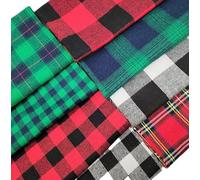 BrightGlow Pack of 8 Christmas Buffalo Checked Fabric Christmas Plaid Cotton Fabric 100% Cotton Fabric Patchwork Squares Christmas Quilting Fabric Fat Quarters Christmas Fabrics 50 x 50 cm