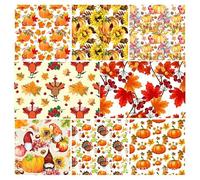 BrightGlow Thanksgiving Fabrics Patchwork Fat Quarter Bundles Pumpkin Fabric Autumn Fabric for Sewing Thanksgiving Fabrics Quilting Fabric Bundle Printed Fabric Sets for DIY Crafts 1#8 Pieces 25 x 25