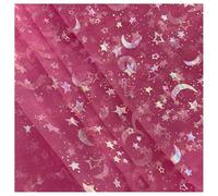 BrightGlow Tulle Fabric Glitter Yarn 160 cm Wide Tulle Glitter Star Moon Sequins Net Yarn Decorative Fabric Costume Fabric for Sewing Sold by the Metre Colourful Tulle Fabric Roll with Small Sequins