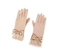 BrightGlow Women's Lace Gloves Short Wedding Party Gloves Net Gloves with Bow Elegant Dot Lace Gloves Vintage Opera Gloves Summer Gloves for Party, champagne, One size