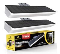 Brighticonics 2Pck Solar Address Sign Light - IP65 Waterproof Easy Install, Auto Dusk-to-Dawn On/Off - Outdoor Light for Business, Lease, Real Estate Sign Post - LED Signboard Gifts - Warm White 3000K