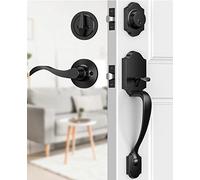 Brightify Front Door Handle and Deadbolt Set, Front Door Lock Set, Front Door Handles with Lever, Single Cylinder Exterior Door Handle, Reversible for Right&Left Handed