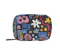 Brightly Colored Abstract Objects Medicine Bags Pill Organizers with Detachable Compartments Convenient Medication Travel case