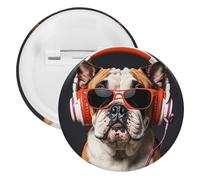 Brightly Colored Bulldogs Badge Metal Round Pins, Lightweight Brooch for Backpack, Fashion Button Pins Badge for Shirts, Jackets, Shawl Coat, Unisex, 12PCS, Tinplate, metal round pins