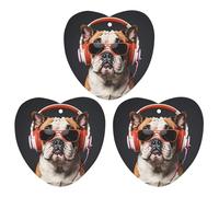 Brightly Colored Bulldogs Car Air Freshener, 3 Pcs Love form Hanging Air Freshener Cards, Long Lasting Fragrance Scented Cards for Car, Home, Office Gray-style