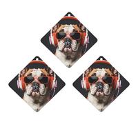Brightly Colored Bulldogs Car Air Freshener, 3 Pcs Rhombus Hanging Air Freshener Cards, Long Lasting Fragrance Scented Cards for Car, Home, Office Gray-style