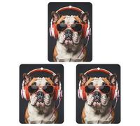 Brightly Colored Bulldogs Car Air Freshener, 3 Pcs Square Hanging Air Freshener Cards, Long Lasting Fragrance Scented Cards for Car, Home, Office Black-style