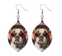 Brightly Colored Bulldogs Wooden Earrings for Women, Vintage Elegant Wood Jewelry, Lightweight Earrings for Wedding, Party, Everyday Jewelry Gift, Love, Wood, wood