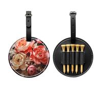 Brightly Colored Peonies Black Golf tee Storage Bag, Multifunctional Golf tee Storage Bag for Men, Durable PU Material