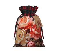 Brightly colored peonies Two Color Drawstring Gift Bag S Beautiful Convenient Suitable For Christmas Birthdays