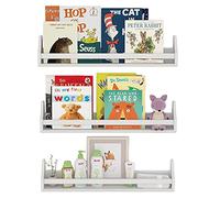 brightmaison Angel 30 inch Long Floating Shelves for Wall, Nursery Decor Toy Storage Shelf & Kids Bookshelf, Set of 3 White
