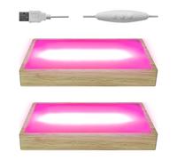 Brightness Adjustable Crystal Light Display Base for Art Glass, Multicolored Dimmable Nightlight Wooden Stand, Rectangle LED Light Base for 3D Crystal Glass Art Light (Multicolored,2pcs)