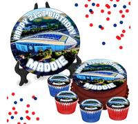 Brighton Amex Stadium PERSONALISED Edible Cupcake Toppers / 8" Inch Cake Wafer or Icing - Sports Football Fan Birthday Party Cake Decorations - Perfect for Brownies, Cookies, Muffins & More!