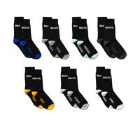 Brighton and Hove Albion 7-Pack Athletic Socks, Cotton Blend, UK Size 7-11, Black with Colored Heel & Toe, Unisex Football Club Design