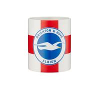 Brighton and Hove Albion England Flag Ceramic Mug, Blue and White, 325ml, 3D Brick Wall Design, Dishwasher Safe