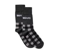 Brighton and Hove Albion Grey Mono Check Cotton Blend Athletic Socks, Unisex UK 7-11, Football Club Heritage Theme.