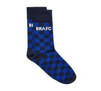 Brighton and Hove Albion Navy Check Athletic Socks, Cotton Blend, UK Size 7-11, Moisture Resistant, Ribbed Design, Football Club Heritage Theme, Unisex