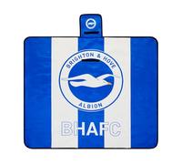Brighton and Hove Albion Official Club Picnic Blanket, Blue and White Striped, BHAFC Logo Design, Outdoor Sports Fan Merchandise