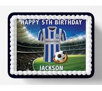 Brighton Football Team Colours Personalised Edible Cake Topper Matching Cupcake Toppers Printed on Icing Sheets, Round, Square, Costco, Cupcake Toppers - Happy Birthday (2. COSTCO/Square/Rectangle)