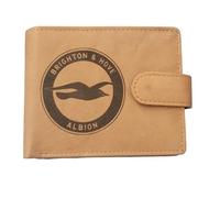 Brighton Hove Albion RFID tan Leather Wallet a Must for Seagull Fans in Grey Velvet Presentation Bag