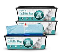 BrightOn Litter Bag Refill Roll for Genie Easy Roll Litter Bin, Ultimate Odor Control, 3-Pack (Unscented) (75 Bags Total)