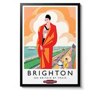 Brighton Print, England Travel Poster, Vintage UK Railway Wall Art, Retro tourism Postcard Home Decor Gift Idea, Archival Matte, A4 (Print Only) - 29.7x21cm