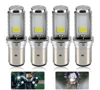 Brightora 4PCS BA20D LED Bulbs S2 Motorcycle Headlight Bulbs COB Led Chips Hi/Lo Beam S2 Light Motorbike Headlight for Motorcycles Mopeds Scooters ATV, White, 10W 1200 Lumens