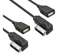 Brightora Car Audio Interface Cable 2pcs - USB/AUX Multimedia Music Adapter for Audi A3/S4/A5/A6/A7/Q5/Q7/R8, 3rd Gen MMI Systems - Plug & Play Charging & Streaming