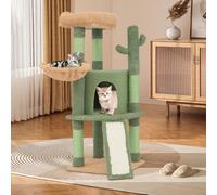 BRIGHTORIA Cat Tree with Scratching Posts, Cactus Design Cat Tower Cat House Condo Perch and Fluffy Ball Spring Ball Small Cat Trees for Indoor Cats, 42 Inch, Green/Brown