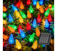 Brightown LED C6 Solar String Lights Outdoor Waterproof Fairy Lights, 22.64ft 50 LEDs Multicolor Solar Christmas Lights Outdoor, Christmas Decorations for Christmas Garden Yard Fence Patio Party Decor